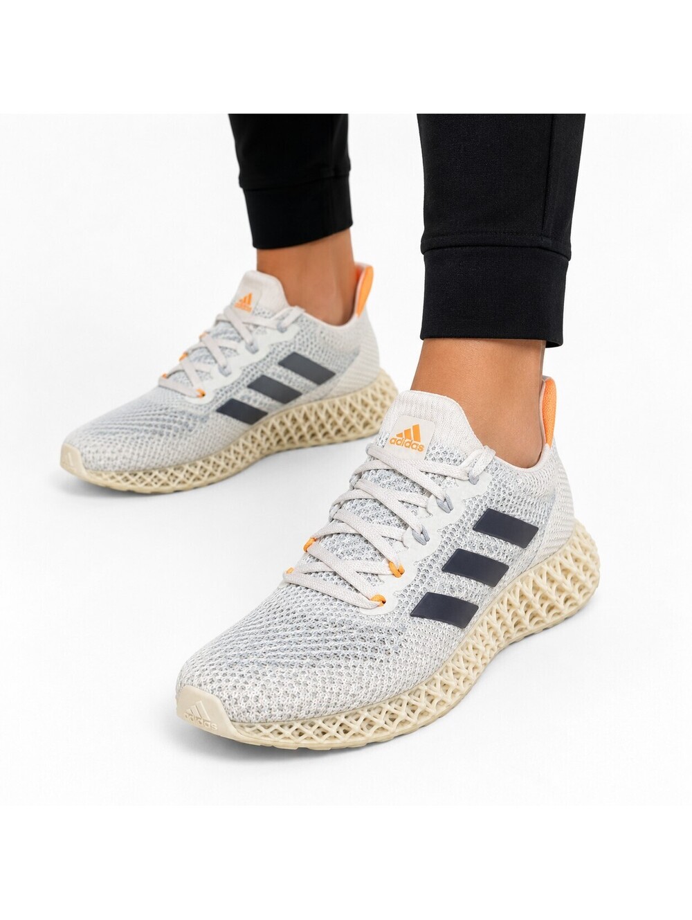 Adidas 4D Futurecraft Women's Running Shoes - Size 8.5, Light Gray with Orange